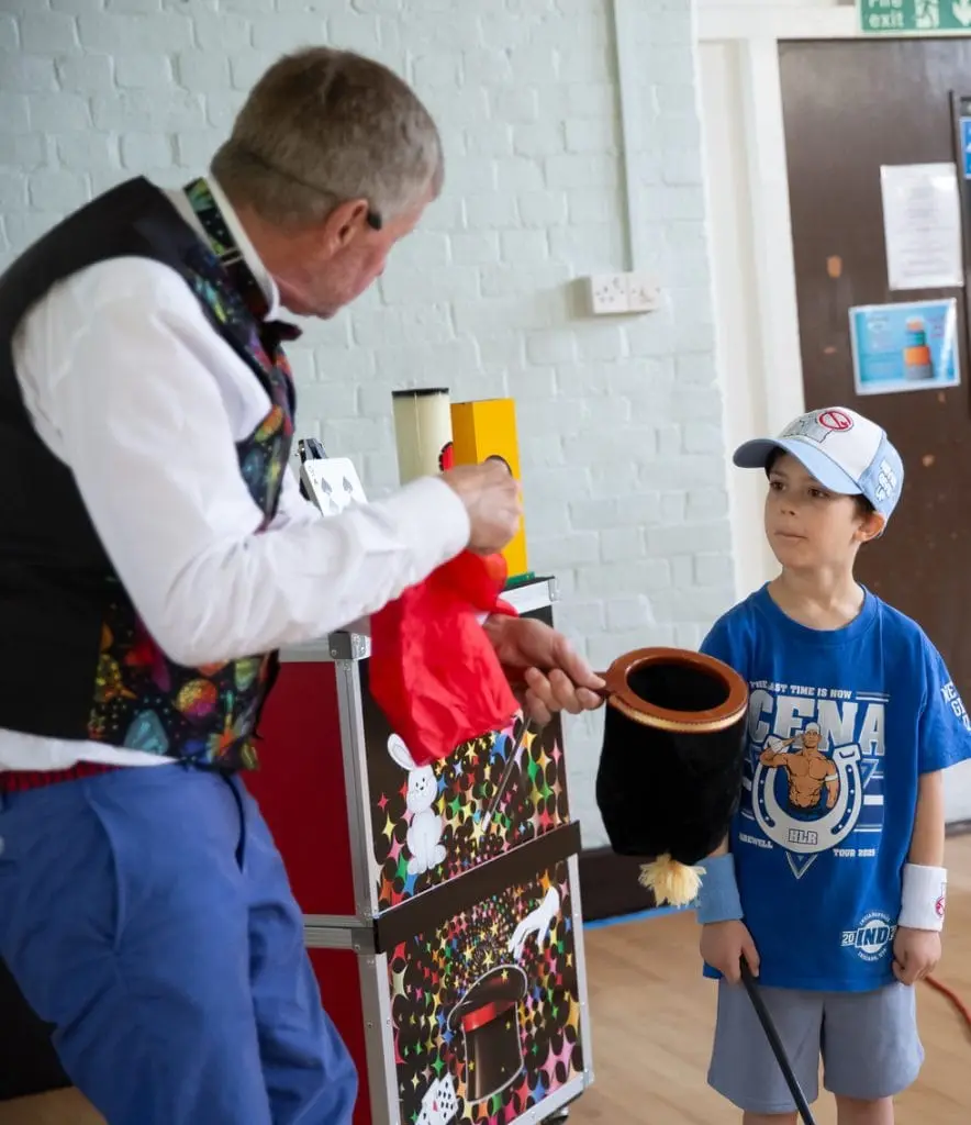 Magic show with colourful props