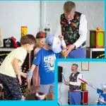 Children's entertainer performing a live magic trick
